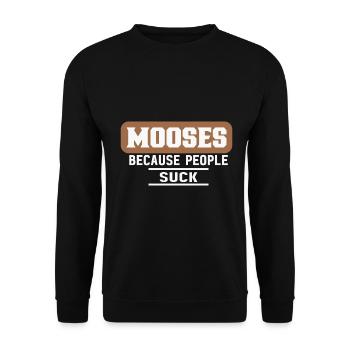 Mit Elch ist das Leben besser! Lustig Elch Spruch - Unisex Pullover - Schwarz - Vorne - Alina (178cm) & Michal (187cm)