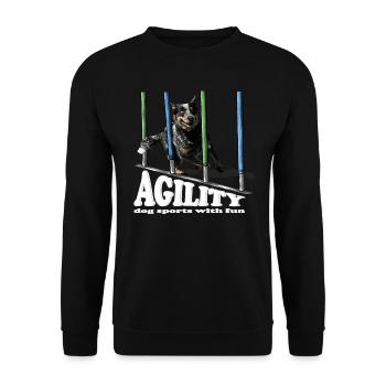AGILITY Australian Cattle Dog Hundesport Wilsigns - Unisex Pullover - Schwarz - Vorne - Alina (178cm) & Michal (187cm)