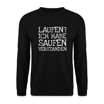 Laufen? Ich Habe Saufen Verstanden - Unisex Pullover - Schwarz - Vorne - Alina (178cm) & Michal (187cm)