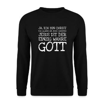 Ja Ich Bin Christ Ich Glaube An Jesus Christus Jes - Unisex Pullover - Schwarz - Vorne - Alina (178cm) & Michal (187cm)