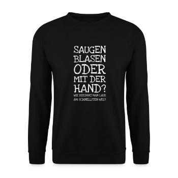 Saugen Blasen Oder Mit Der Hand? Wie Bekommt Man - Unisex Pullover - Schwarz - Vorne - Alina (178cm) & Michal (187cm)