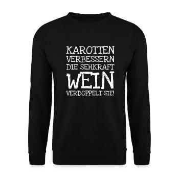 Karotten Verbessern Die Sehkraft Wein Verdoppelt - Unisex Pullover - Schwarz - Vorne - Alina (178cm) & Michal (187cm)