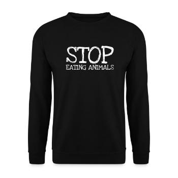 Stop Eating Animals - Unisex Pullover - Schwarz - Vorne - Alina (178cm) & Michal (187cm)