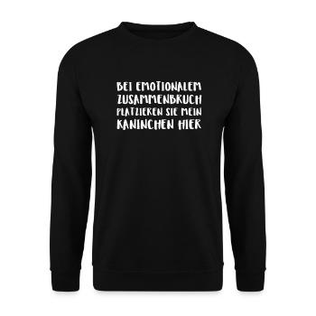 Bei Emotionalem Zusammenbruch Platzieren Sie Mein - Unisex Pullover - Schwarz - Vorne - Alina (178cm) & Michal (187cm)