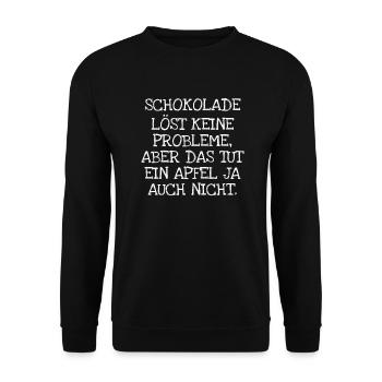 Schokolade Löst Keine Probleme Aber Das Tut Ein A - Unisex Pullover - Schwarz - Vorne - Alina (178cm) & Michal (187cm)