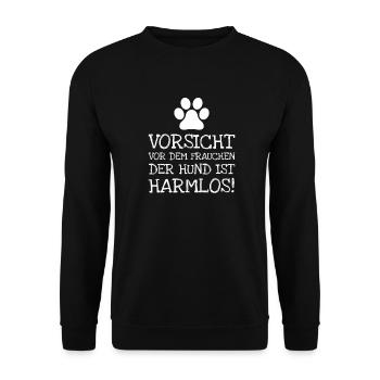 Vorsicht Vor Dem Frauchen Der Hund Ist Harmlos! - Unisex Pullover - Schwarz - Vorne - Alina (178cm) & Michal (187cm)