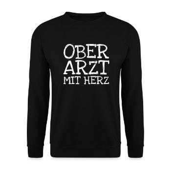 Ober Arzt Mit Herz - Unisex Pullover - Schwarz - Vorne - Alina (178cm) & Michal (187cm)