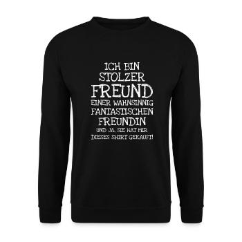 Ich Bin Stolzer Freund Einer Wahnsinnig Fanta - Unisex Pullover - Schwarz - Vorne - Alina (178cm) & Michal (187cm)