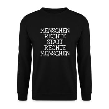 Menschen Rechte Statt Rechte Menschen - Unisex Pullover - Schwarz - Vorne - Alina (178cm) & Michal (187cm)
