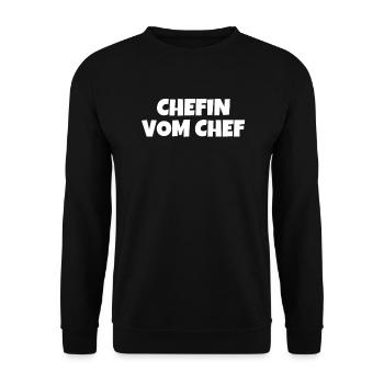 Chefin Vom Chef - Unisex Pullover - Schwarz - Vorne - Alina (178cm) & Michal (187cm)