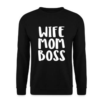 Wife mom boss - Unisex Sweatshirt - black - Front - Alina (178cm) & Michal (187cm)