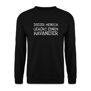 Dieser Mensch Gehört Einem Havaneser - Unisex Pullover - Schwarz - Vorne - Alina (178cm) & Michal (187cm)