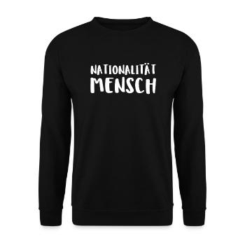 Nationalität Mensch - Unisex Pullover - Schwarz - Vorne - Alina (178cm) & Michal (187cm)