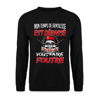 Mon temps est dépassé aller vous faire foutre - Sweat-shirt Unisexe - noir - Devant - Alina (178cm) & Michal (187cm)