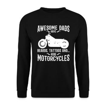 dads have beards, tattoos and ride motorcycles - Unisex Pullover - Schwarz - Vorne - Alina (178cm) & Michal (187cm)