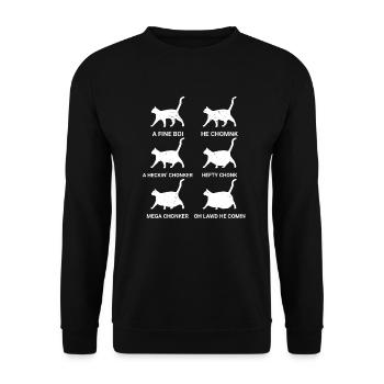 Chonk Cat Chart Meme Catmom Catover - Unisex Pullover - Schwarz - Vorne - Alina (178cm) & Michal (187cm)