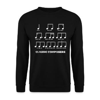 Compositeurs classiques Musique Notes de piano - Sweat-shirt Unisexe - noir - Devant - Alina (178cm) & Michal (187cm)
