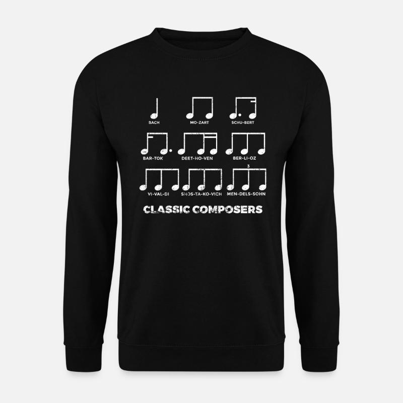 Classic Composers Music Piano Notes - Unisex Pullover - Schwarz