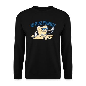 Go Floss Yourself Dentiste Dents Hygenie Dental - Sweat-shirt Unisexe - noir - Devant - Alina (178cm) & Michal (187cm)