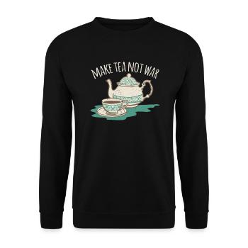 Make tea not war World Peace Zen Meditate - Unisex Pullover - Schwarz - Vorne - Alina (178cm) & Michal (187cm)