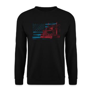 Amerikanische Flagge Truckerfahrer 18 Tonner - Unisex Pullover - Schwarz - Vorne - Alina (178cm) & Michal (187cm)