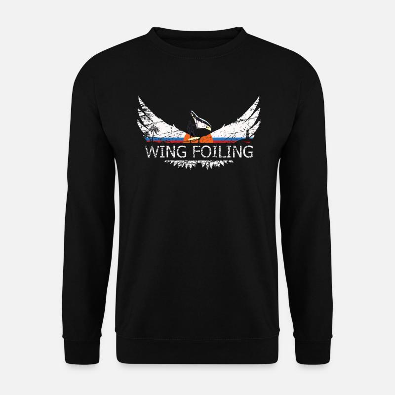 Wing Foiling or Wing Surf and Wing surfing Design - Unisex Pullover - Schwarz