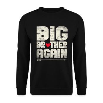 Big Brother Finally Big Bro Gamer Promoted Son - Unisex Pullover - Schwarz - Vorne - Alina (178cm) & Michal (187cm)