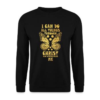 I Can Do All Things Through Christ Strengthens - Unisex Sweatshirt - black - Front - Alina (178cm) & Michal (187cm)