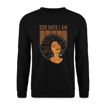 Une fille afro-américaine Dieu dit que je suis black pride - Sweat-shirt Unisexe - noir - Devant - Alina (178cm) & Michal (187cm)