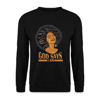 Une fille afro-américaine Dieu dit que je suis black pride - Sweat-shirt Unisexe - noir - Devant - Alina (178cm) & Michal (187cm)