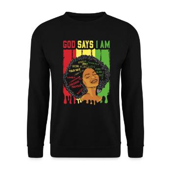 Une fille afro-américaine Dieu dit que je suis black pride - Sweat-shirt Unisexe - noir - Devant - Alina (178cm) & Michal (187cm)