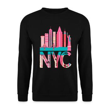 New York Skyline Heartbeat Statue de la Liberté - Sweat-shirt Unisexe - noir - Devant - Alina (178cm) & Michal (187cm)