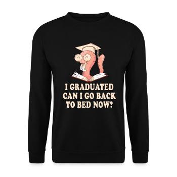 I Graduated Can I Go Back to Bed Now Finally - Unisex Pullover - Schwarz - Vorne - Alina (178cm) & Michal (187cm)
