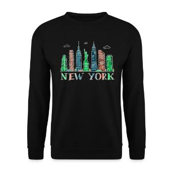 New York Skyline Heartbeat Statue de la Liberté - Sweat-shirt Unisexe - noir - Devant - Alina (178cm) & Michal (187cm)