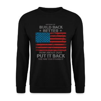 Instead Of Build Back - Unisex Sweatshirt - black - Front - Alina (178cm) & Michal (187cm)