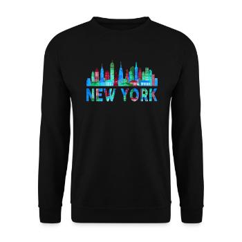New York Skyline Heartbeat Statue de la Liberté - Sweat-shirt Unisexe - noir - Devant - Alina (178cm) & Michal (187cm)
