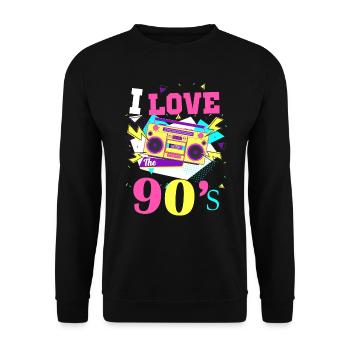 1990's 90s I Heart Nineties I Love the 90's Old - Unisex Pullover - Schwarz - Vorne - Alina (178cm) & Michal (187cm)