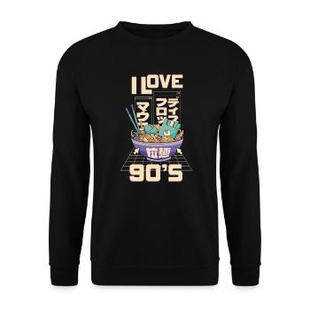 1990's 90s I Heart Nineties I Love the 90's Old - Unisex Pullover - Schwarz - Vorne - Alina (178cm) & Michal (187cm)