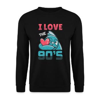 1990's 90s I Heart Nineties I Love the 90's Old - Unisex Pullover - Schwarz - Vorne - Alina (178cm) & Michal (187cm)