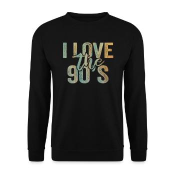 1990's 90s I Heart Nineties I Love the 90's Old - Unisex Pullover - Schwarz - Vorne - Alina (178cm) & Michal (187cm)