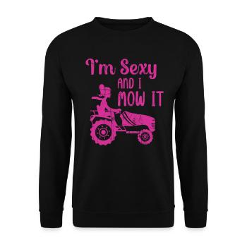 Je suis sexy et je le tonds Tondre la pelouse Jardinage Amoureux - Sweat-shirt Unisexe - noir - Devant - Alina (178cm) & Michal (187cm)