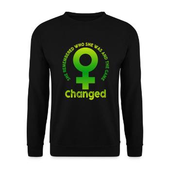 She Remembered Who She Was And The Game Changed - Unisex Sweatshirt - black - Front - Alina (178cm) & Michal (187cm)