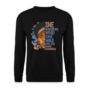 Elle s’est souvenue de qui elle était et le jeu a changé - Sweat-shirt Unisexe - noir - Devant - Alina (178cm) & Michal (187cm)