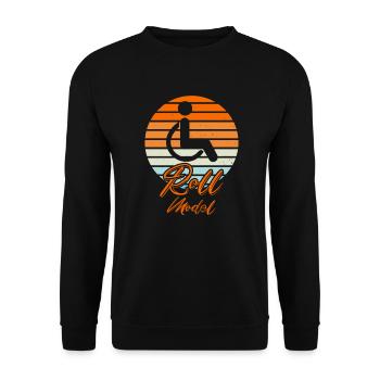 Roll Model Disability Awareness PWD Wheelchair - Unisex Sweatshirt - black - Front - Alina (178cm) & Michal (187cm)