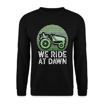We Ride At Dawn Dad Lawn Mower Make Laugh Day Yard - Unisex Sweatshirt - black - Front - Alina (178cm) & Michal (187cm)