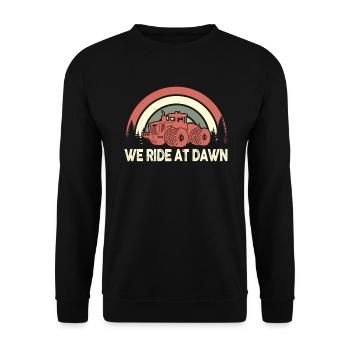 We Ride At Dawn Dad Lawn Mower Make Laugh Day Yard - Unisex Sweatshirt - black - Front - Alina (178cm) & Michal (187cm)