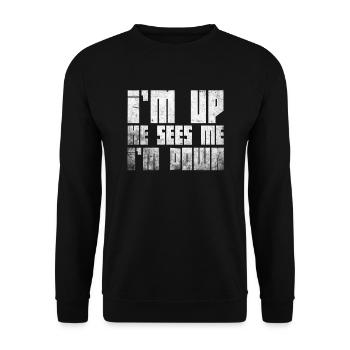 Im Up Il me voit Im Down Dicton inspirant - Sweat-shirt Unisexe - noir - Devant - Alina (178cm) & Michal (187cm)