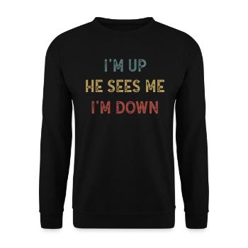 Im Up Il me voit Im Down Dicton inspirant - Sweat-shirt Unisexe - noir - Devant - Alina (178cm) & Michal (187cm)