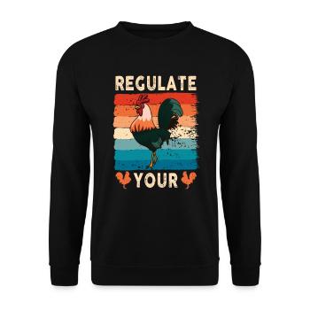 Regulate Your Cock Rooster Pro Choice Feminist - Unisex Pullover - Schwarz - Vorne - Alina (178cm) & Michal (187cm)