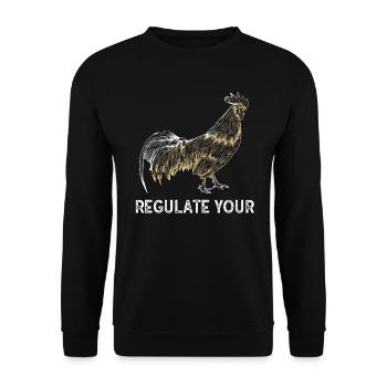 Regulate Your Cock Rooster Pro Choice Feminist - Unisex Pullover - Schwarz - Vorne - Alina (178cm) & Michal (187cm)